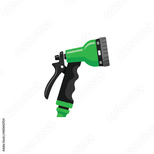 Green Garden Hose Nozzle: Vector Illustration