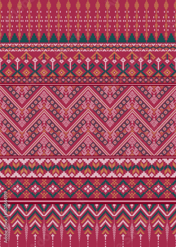  Intricate magenta pixel art traditional border pattern