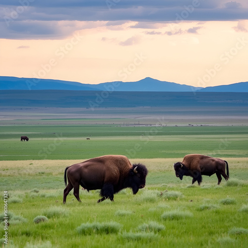 Bison in the prairies