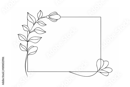 Floral frame with leaves and buds border