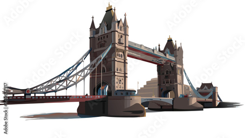 3d tower bridge vector in london color drawing