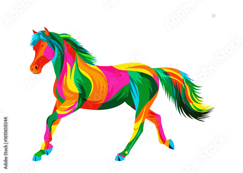  illustration of a  colorful horse on white background