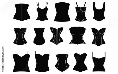 Corset & Bustier Silhouette Set – Vintage to Modern Styles for Fashion, Costume & Design Projects