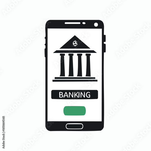Vector illustration of a mobile banking application on a smartphone, representing digital finance and online payment technology.