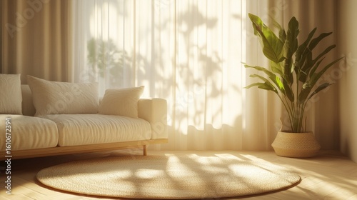 Cozy living room with natural light and plants