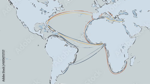 Global Submarine Cable Network Map Illustrating Intercontinental Connectivity.