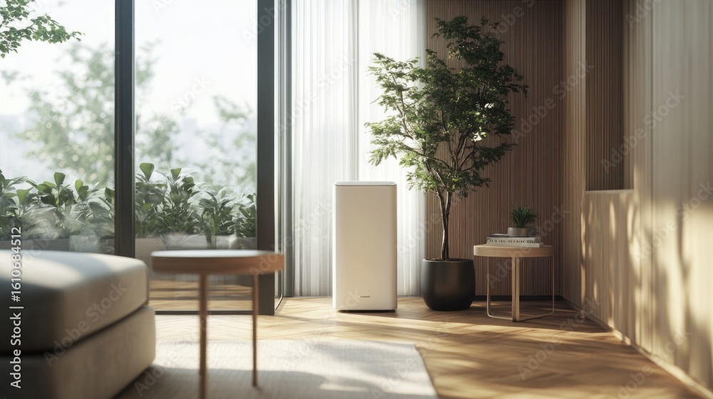 Fototapeta premium Bright, modern indoor space with greenery