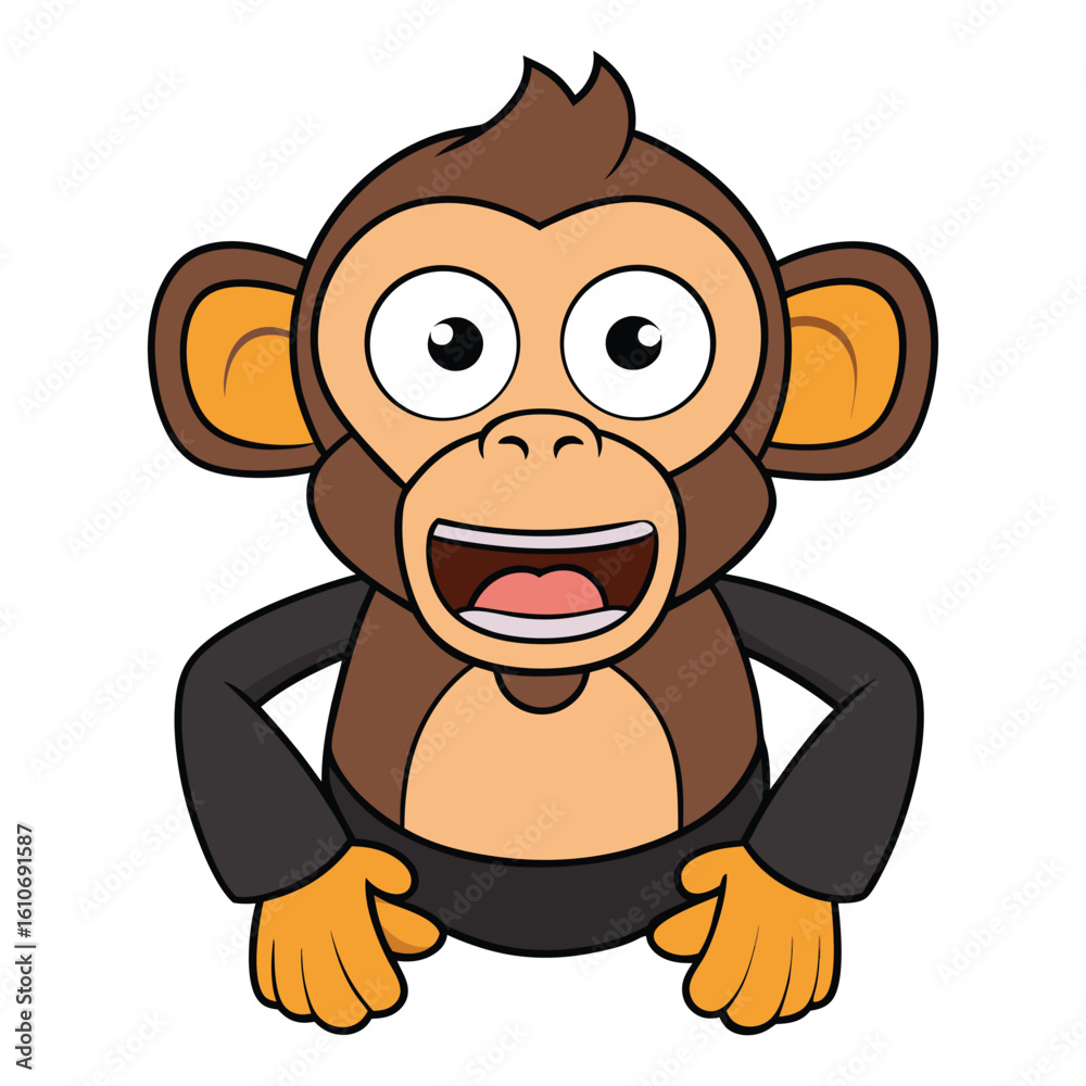 Fototapeta premium Scared Chimpanzee Vector Icon Illustration