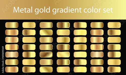 Golden gradients set. Metallic gold gradients. Elegant gold gradients collection.