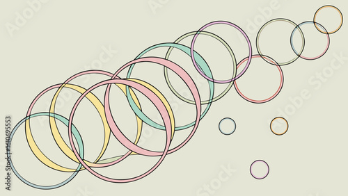 Pastel circles rings overlapping design pattern background abstract art illustration graphic element vector image