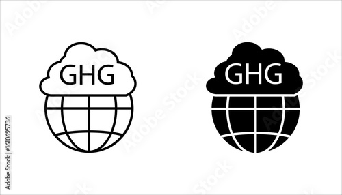 GHG icons, greenhouse gas emission	

