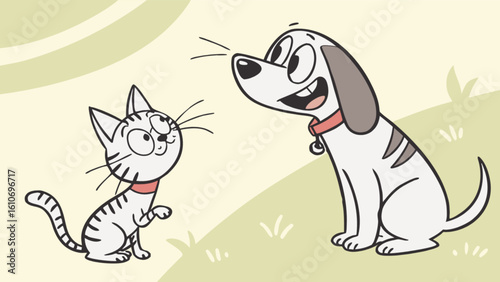 Cartoon dog and cat illustration vector art adorable pets drawing playful animals domestic friends clip art design
