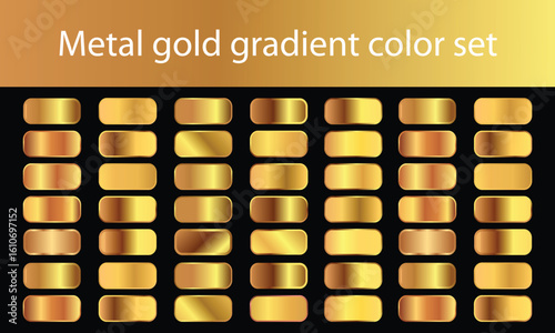 Golden gradients set. Metallic gold gradients. Elegant gold gradients collection.