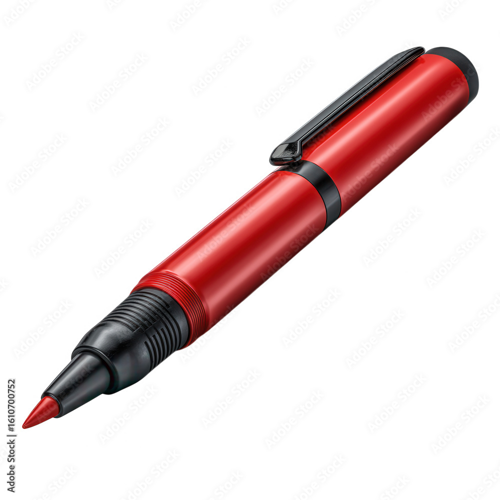 A vibrant red marker pen with black accents, isolated on transparent background, perfect for writing, drawing, and creative projects A vibrant red marker pen with black accents, isolated on transparent background, perfect for writing, drawing, and creative projects