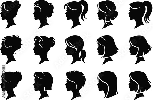 Female profile hairstyles silhouette women