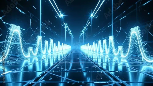 Futuristic Glowing Tech Wave Tunnel.