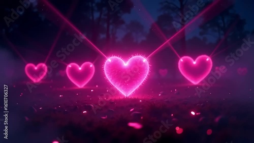 Romantic Heart Light Animation 4K Stock Video.