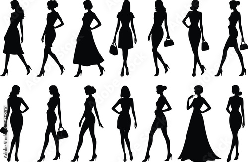 Elegant ladies fashion silhouettes women