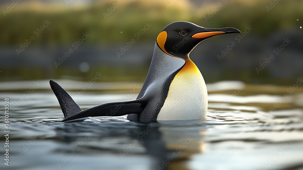 Fototapeta premium Elegant penguin swimming with perfect balance high resolution picture