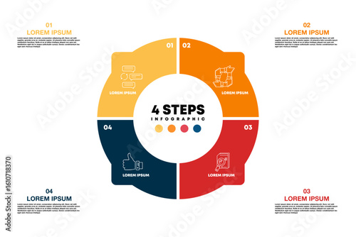 Circle chart infographic template with 4 options for strategy presentations. Vector illustration Eps	
