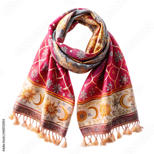 Celestial Wonders A Tapestry Scarf with Sun Moon and Stars