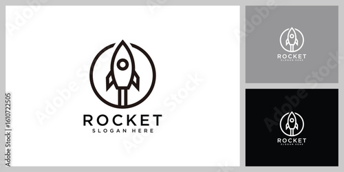 rocket launch logo vector design