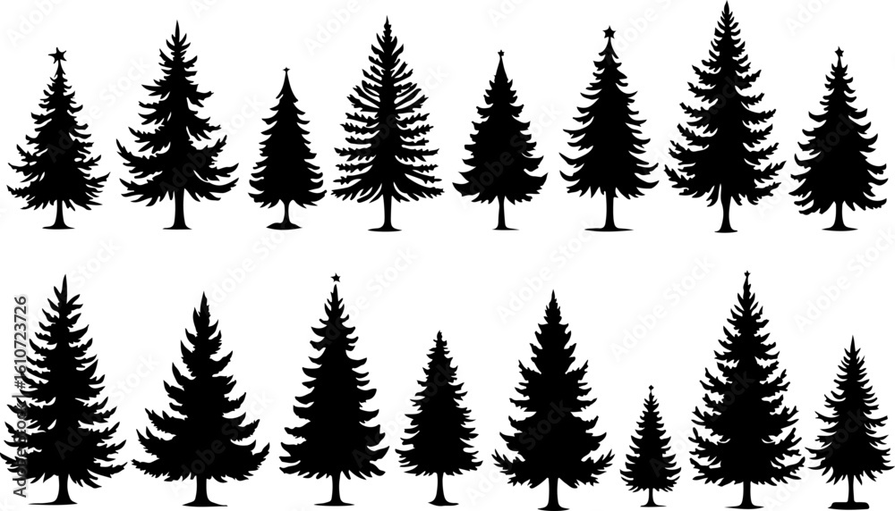Fototapeta premium : Pine Tree Trio vector bundle