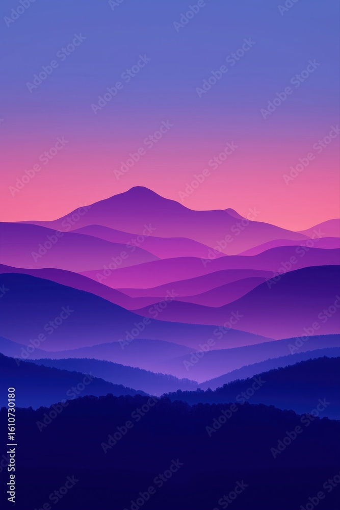 Fototapeta premium pastel background with mystical mountain in the fog. Landscape with mountains in morning at summer sunrise