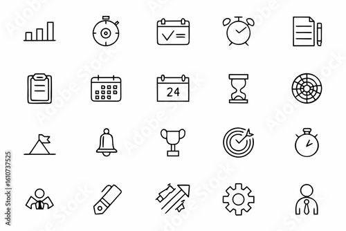 A dynamic single-line bundle representing task prioritization and smart work. Ideal for corporate templates, office infographics, and productivity visuals