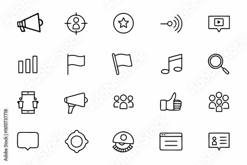 A minimal single-line vector collection focusing on brand storytelling and visual communication. Great for workshops, brand strategy decks, and marketing visuals.
