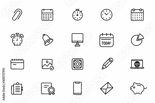 A productivity-inspired line art bundle for daily planning and time management. Great for digital planners, work-from-home kits, and organization visuals