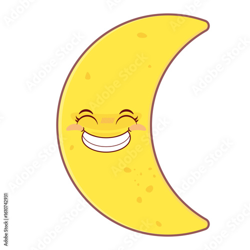 crescent moon smile face cartoon cute
