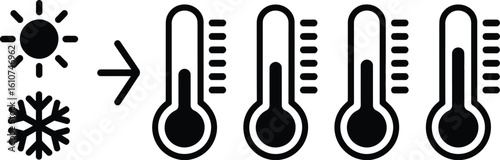 Thermometer icon symbol temperature scale hot and cold sun and snowflake vector