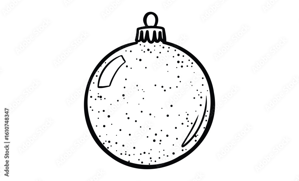 Fototapeta premium Festive christmas ornament drawing with sparkling details. Vector retro hand drawn illustration