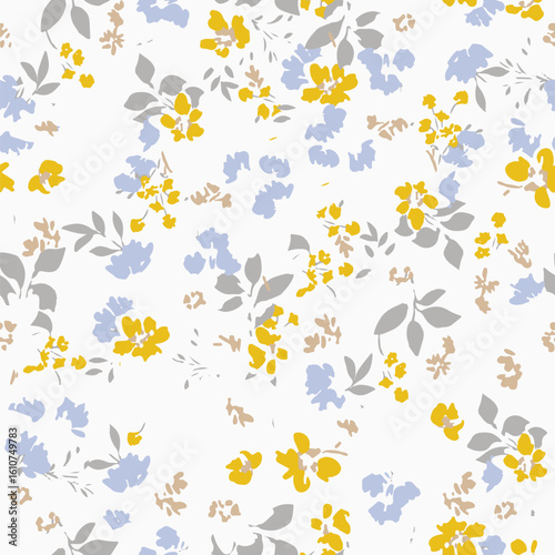 Allover Floral Pattern Textile Print