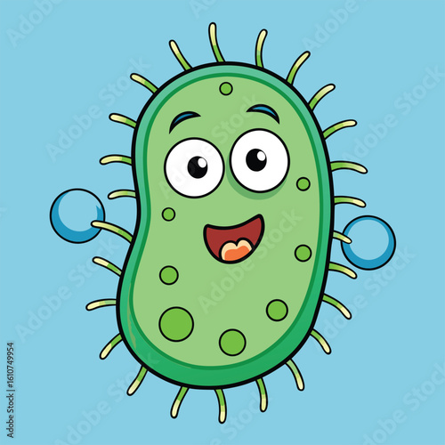 Cartoon bacteria virus mascot character