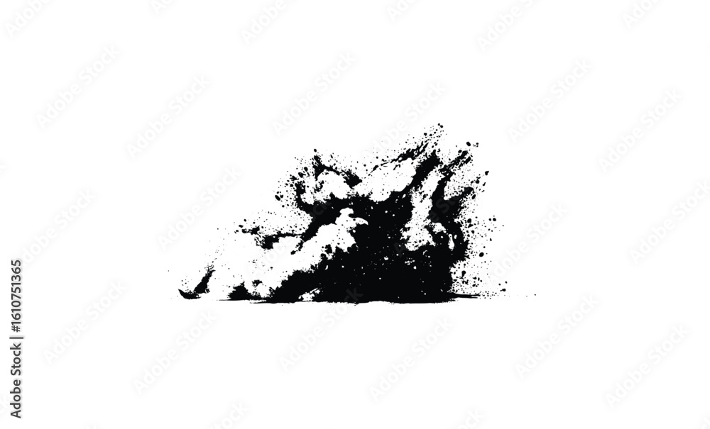 Naklejka premium Abstract black ink splash isolated. Vector retro hand drawn illustration