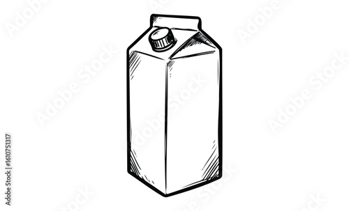 Hand-drawn sketched carton box with lid in black and white. Vector retro hand drawn illustration