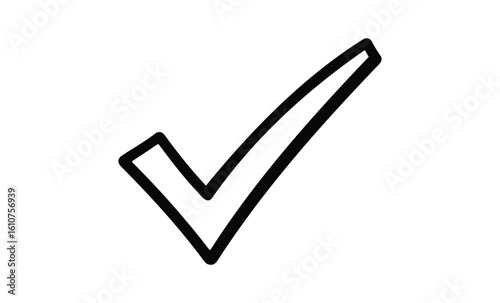 Simple black checkmark symbol. Vector retro hand drawn illustration
