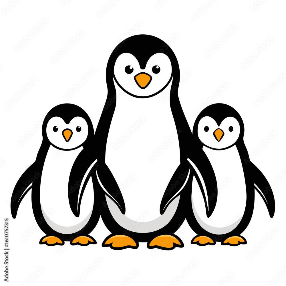 Fototapeta premium Penguins on White Background Vector