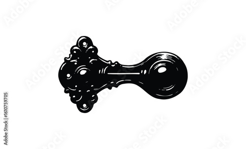 Vintage ornate door knob illustration with classic design elements. Vector retro hand drawn illustration