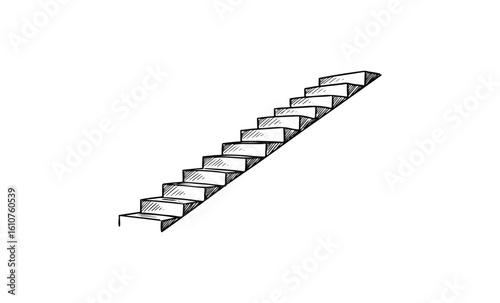 Minimalist hand-drawn staircase sketch. Vector retro hand drawn illustration