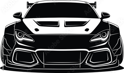 Front view of a widebody sportscar