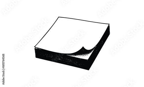 Blank sticky notes pad. Vector retro hand drawn illustration