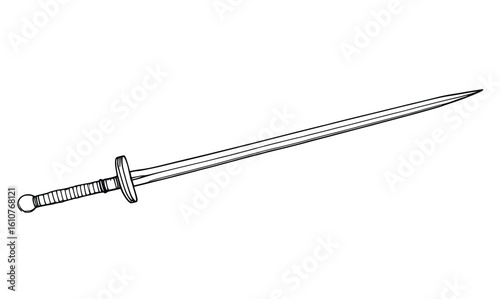 "Katana Sword Drawing – Minimalist Blade Line Art"