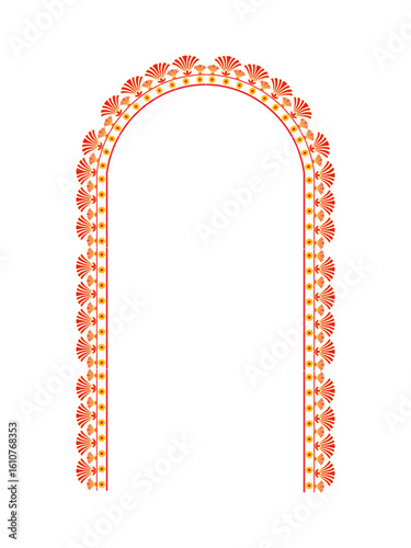 Durga Puja festive frame with traditional borders and vibrant background, ideal for sale banners, festival offers, and promotional ads. Perfect for print and digital use.