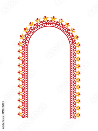 Durga Puja festive frame with traditional borders and vibrant background, ideal for sale banners, festival offers, and promotional ads. Perfect for print and digital use.