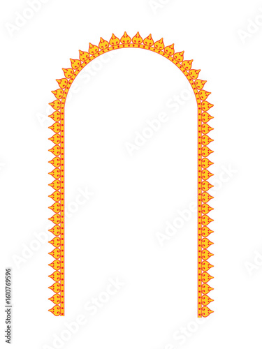 Durga Puja festive frame with traditional borders and vibrant background, ideal for sale banners, festival offers, and promotional ads. Perfect for print and digital use.
