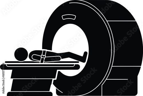 Patient Undergoing MRI Scan in Vector Format Illustration
