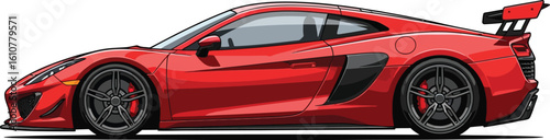 Red sports car with spoiler